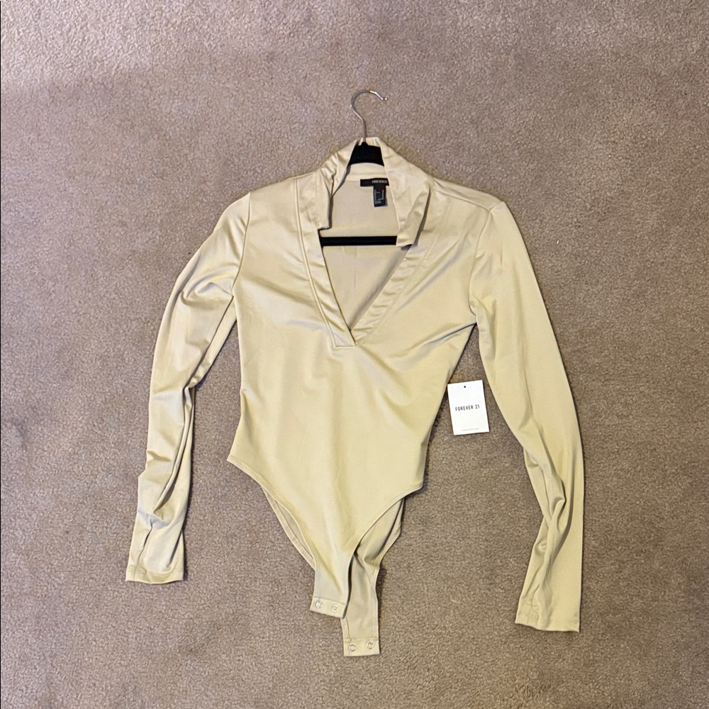 Forever 21 Beige Long Sleeve Bodysuit